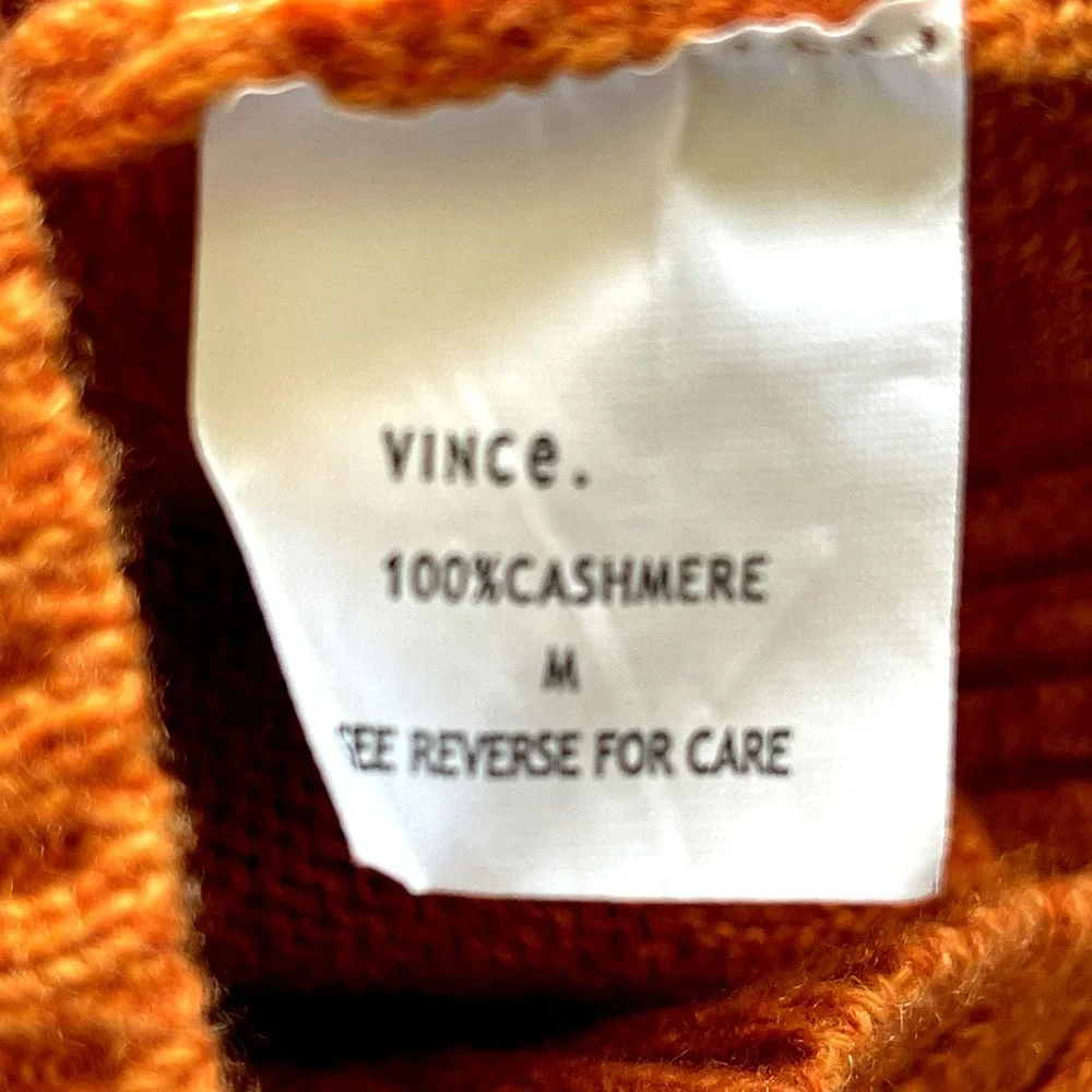 NWT Vince Womens 100% Cashmere Sweater Hoodie‎ Size M Orange Lightweight READ